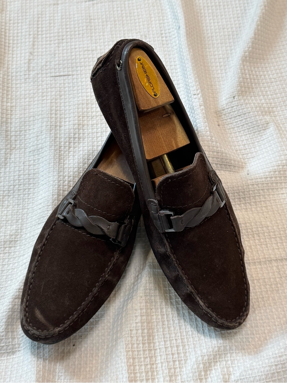 Hugo Boss Men's Dark Brown Suede driving Loafers 10